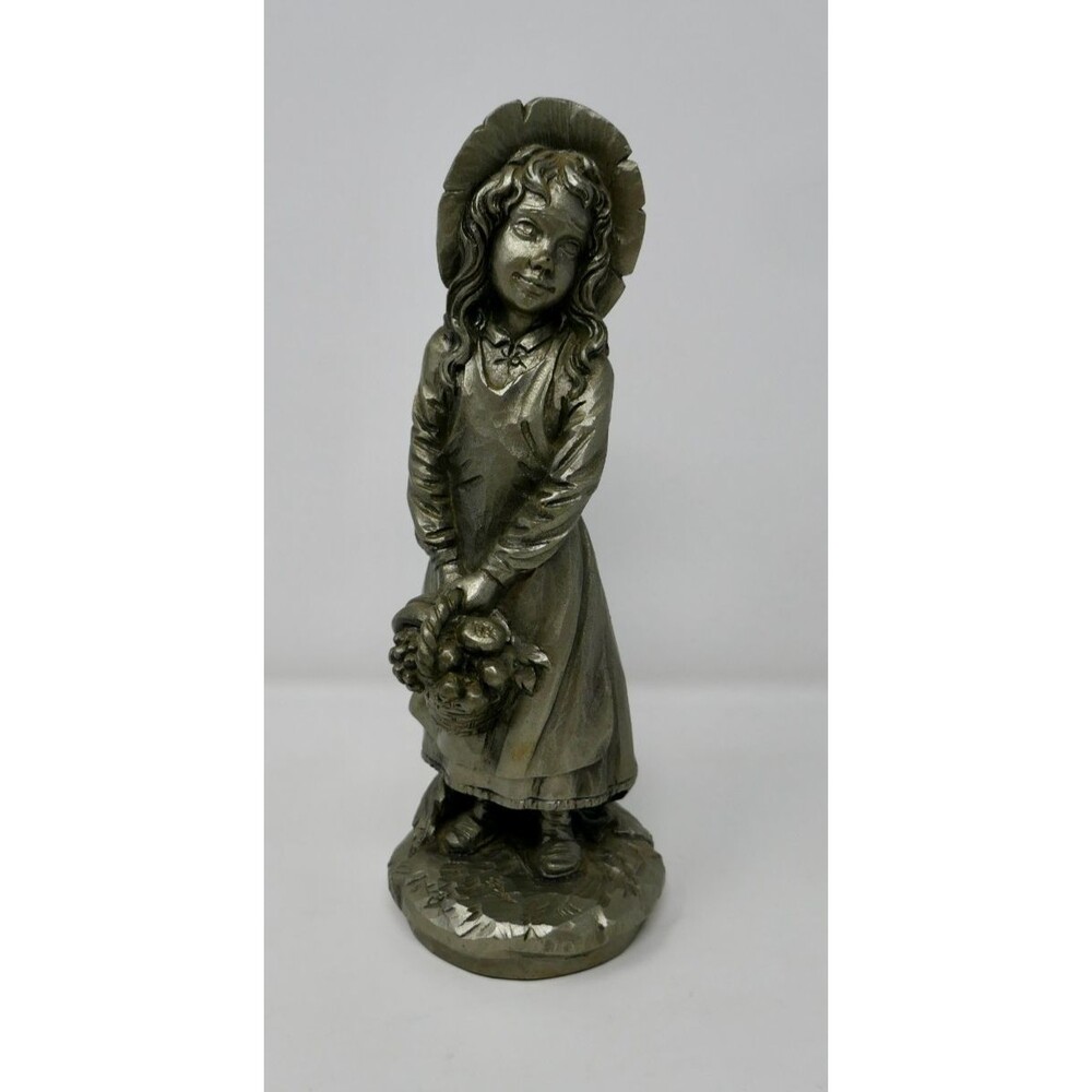 Ruf Design Vintage Pewter Girl Figurine F Diewald German Handarbeit